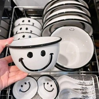 Set 2 bát sứ+ 2 thìa hoạ tiết mặt cười xinh xinh