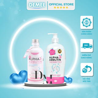 Combo tắm trắng da alpha arbutin 3+ plus collagen bath cream