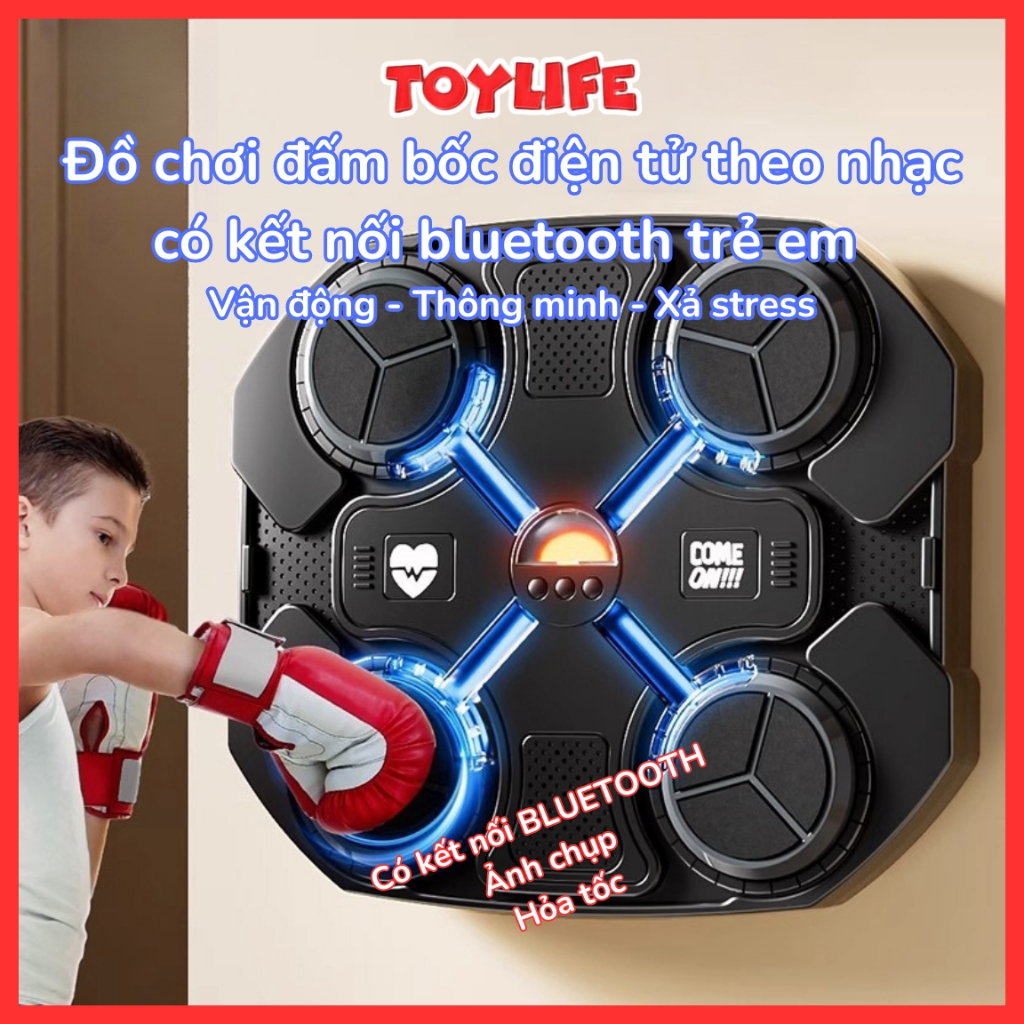 Đồ chơi đấm bốc điện tử theo nhạc kết nối bluetooth trẻ em đấm bốc theo nhạc gắn tường đấm boxing có nhạc và đèn TOYLIFE