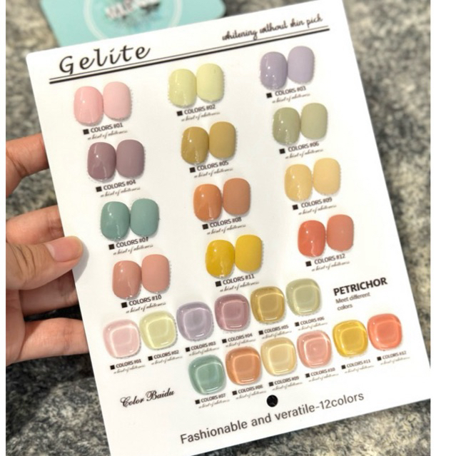 Set 12 màu sơn pastel chính hãng gelit ( kèm bảng màu )