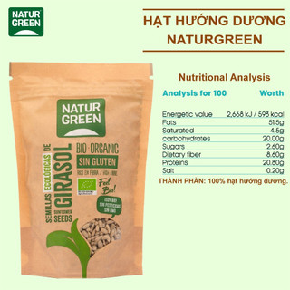 Hạt Hướng Dương Hữu Cơ Organic Sunflower Seeds Bio NaturGreen 225g
