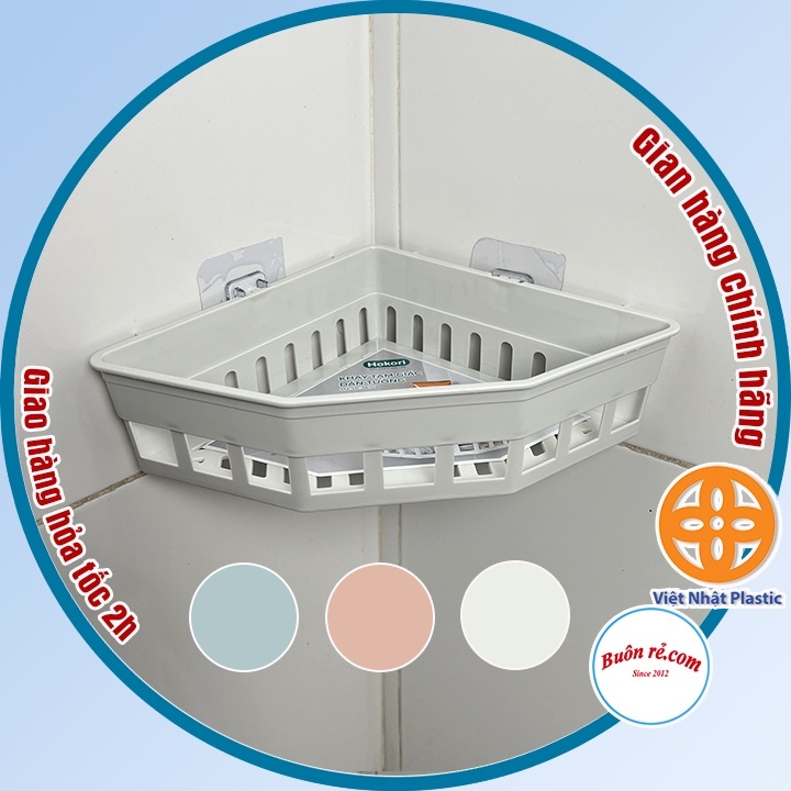 Khay tam giác dán tường Hokori Việt Nhật (5610) đựng vật dụng nhà tắm nhà bếp, Kệ đựng đồ đa năng nhựa PP cao cấp