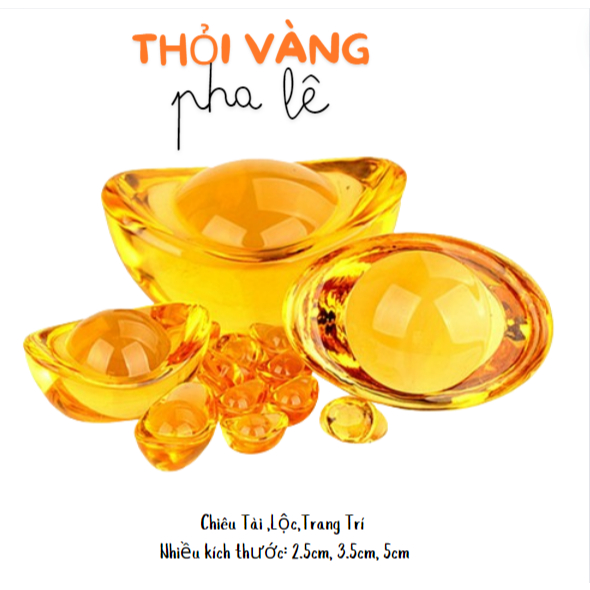 Thỏi vàng Pha Lê Nhiều Size [Chiêu lộc ,Chiêu Tài]2.5cm,3.5cm,5cm