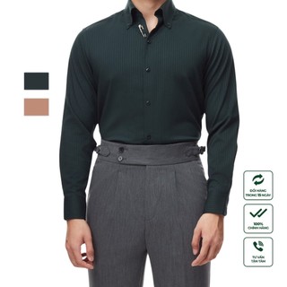 Áo Sơ Mi Nam Dài Tay Nam Cao Cấp Harold Button Down Sọc Tiger Pin Công Sở Thanh Lịch, Slimfit Tôn Dáng