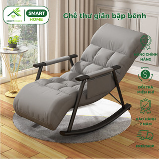 Ghế thư giãn bập bênh gấp gọn SmartHomes ngả 150 độ, ghế bập bênh nệm sofa êm ái nhiều màu sắc