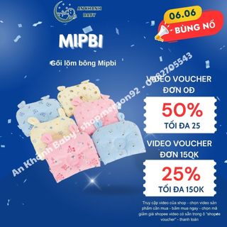 Gối lõm Mipbi chống bẹp đầu 100% Cotton 🍦HÀNG CAO CẤP🍦 Gối lõm sơ sinh thấm hút mồ hôi
