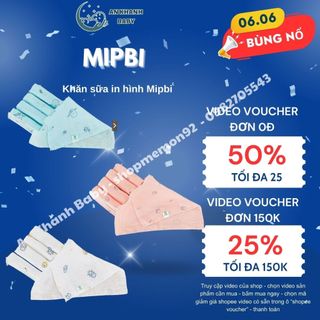 Sét 5 chiếc khăn sữa in hình cotton Mipbi