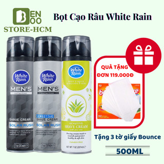 Kem Bọt Cạo Râu White Rain Men's Collection Shave Cream Solar Rush 207ml Làm mềm râu, tránh gây tổn thương cho da