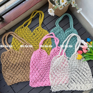 Túi lưới đan vintage đi biển siêu xinh ( sẵn )