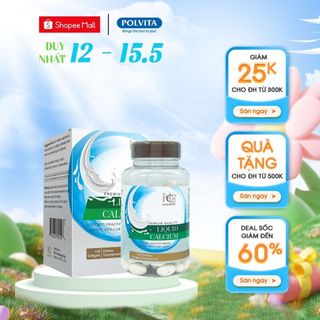 Viên uống bổ sung Canxi Liquid Calcium (Nu-Health) hỗ trợ xương chắc khỏe, giảm nguy cơ loãng xương (lọ 120 viên)