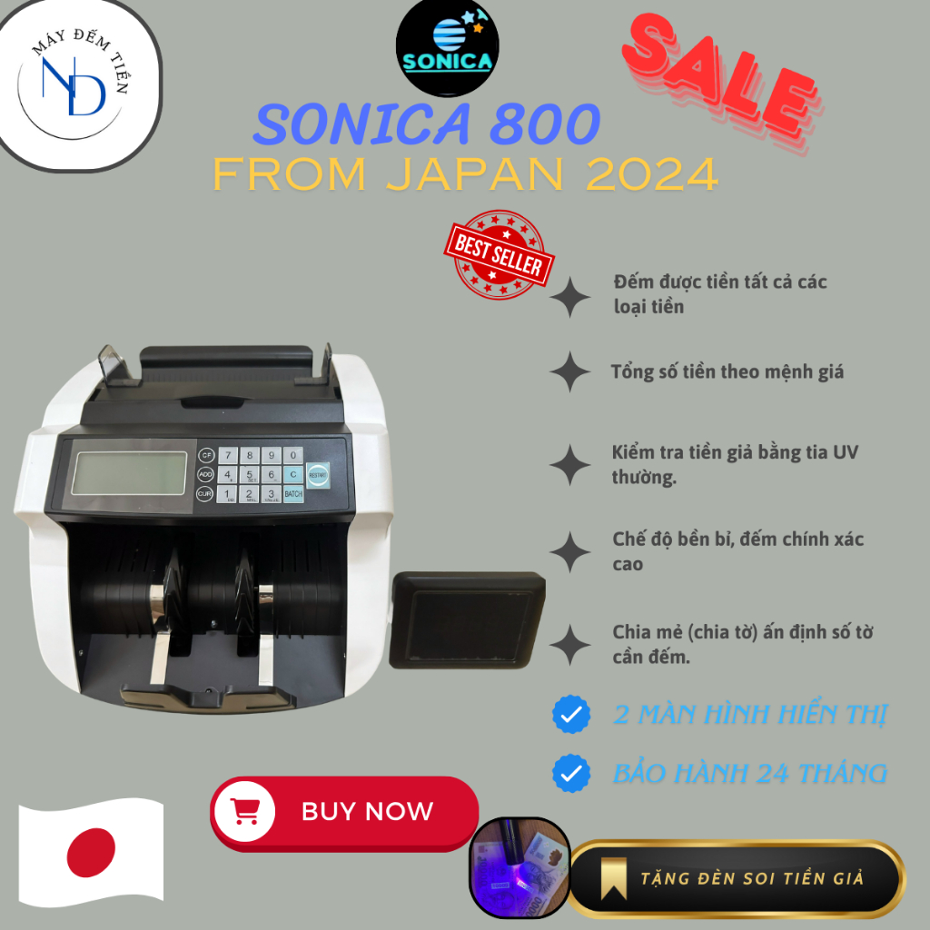 Máy đếm tiền sonica 800,tổng số tiền chính xác,kiểm tra tiền giả uv thường đa năng 2025new