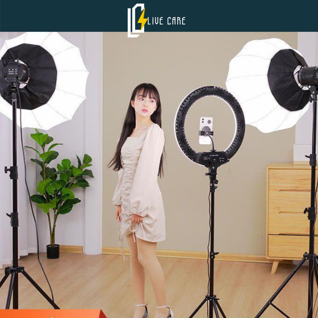 Đèn livestream hình cầu Bediro BD-400S hỗ trợ ánh sáng, đèn livestream chụp ảnh studio chuyên nghiệp