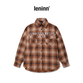 Áo sơ mi Leninn Distressed Letter Flannel Shirt nam nữ Unisex