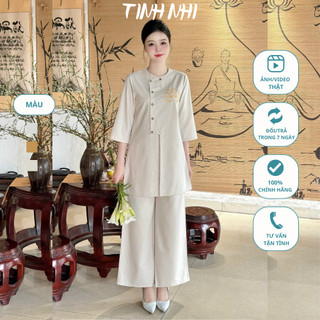 Pháp phục đi lễ thêu hoa sen TINHNHI thanh lịch và duyên dáng PP131