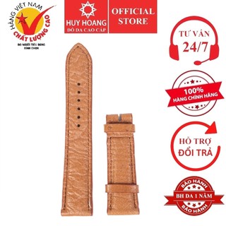 Dây đồng hồ huy hoàng da đà điểu da bụng size 16, 18, 20 màu vàng bò hp8440