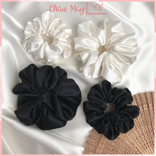  Châu May Scrunchies dây chun buộc tóc lụa óng to phồng đẹp dây cột tóc lụa cao cấp óng mượt dày dặn 