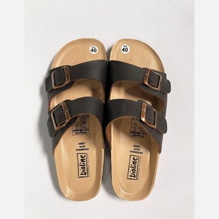 DK01 - Dép Birken Đế Trấu BIOLINE Official Thiết Kế Unisex Hai Quai Ngang Da Bò Lót Chống Nước