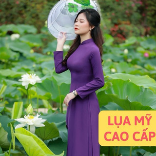 Áo dài Truyền thống màu tím huế chất lụa Mỹ cao cấp dáng 2 tà
