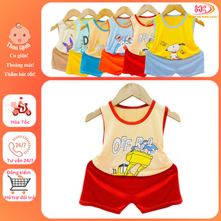 MK522 ( 6-16KG) Bộ áo ba lỗ quần cộc phối màu in hình chất thun lạnh mỏng mềm, mát cho bé dưới 3 tuổi