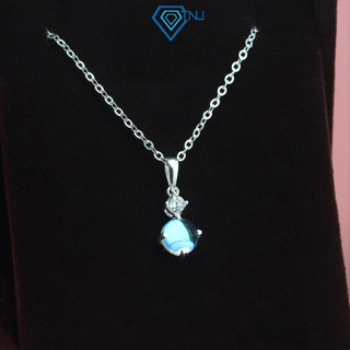 Dây chuyền bạc nữ TNJ đá Moonstone lấp lánh màu sắc, vòng cổ bạc 925 đính đá mặt trăng phong cách sang trọng DCN0750