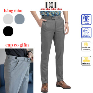 Quân tây nam cạp giãn DIHU cao cấp, quân âu nam vải cotton co giãn 4 chiều mát thoáng phom slim