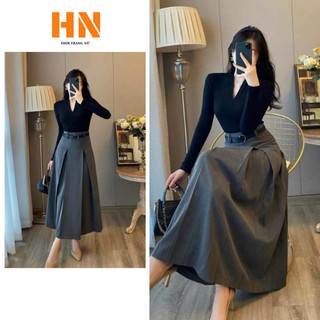 Chân váy xòe xếp ly đẹp, chân váy mặc 2 mặt 2023 chất ruby hàn phong cách hot douyin đi chơi 25 - hn