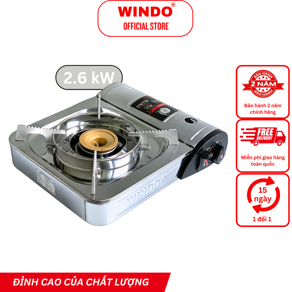 Bếp Gas Du Lịch WINDO - 166S (bếp gas mini) | Bếp gas mini khung inox không gỉ, tiết kiệm gas