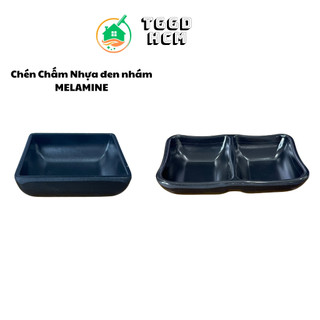 Chén chấm nhựa melamine-chén chấm gia vị nhựa đen nhám nt