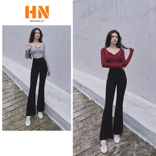 Quần dài nữ lưng cao ống loe ruby 1 cúc, quần vải tuyết mưa tôn dáng,quần tây nhiều màu đẹp hack dáng hn