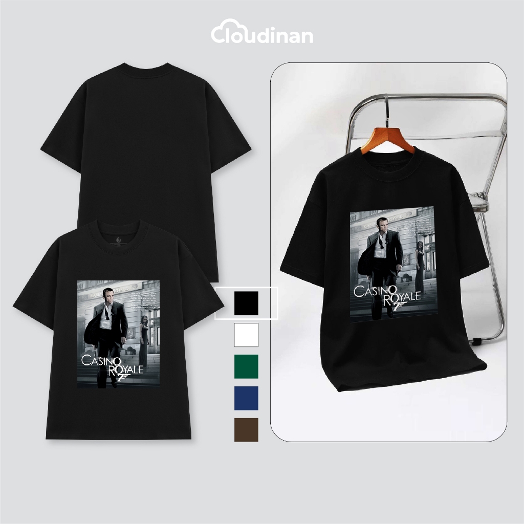 Áo Phông Oversize Điệp Viên 007 James Bond, Áo Thun Nam Nữ Cotton 2 Chiều