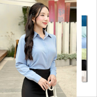 Áo sơ mi nữ lụa RUZA tay dài kiểu văn phòng công sở sang trọng thanh lịch ADC009