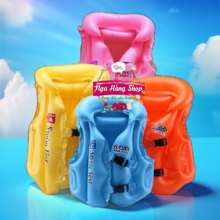 Sỉ áo phao bơi cho bé 1-12 tuổi đủ 4 màu hồng, xanh, vàng, cam, phao bơi cho bé có khóa đôi an toàn