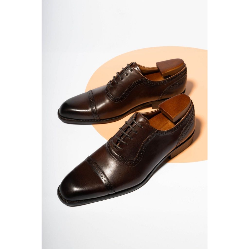 GIÀY DA NAM ADAM STORE BUỘC DÂY ADAM OXFORDS COFFEE GTX008N