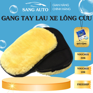Găng tay rửa xe ô tô lông cừu chuyên dụng - Bao tay lau rửa xe mềm mịn, lau cực sạch