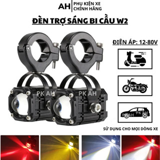 Đèn trợ sáng bi cầu mini w2 xe máy xe điện mắt quỷ 4 chế độ tích hợp auto passing phiên bản mới nhất 2024 ( Giá 1 Đèn)