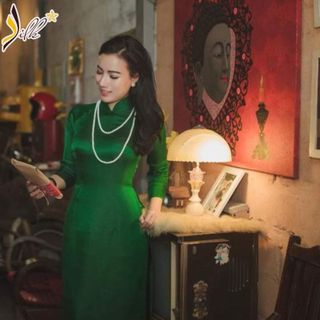 Lụa may áo dài - SILK – Satin màu xanh két – ST02 KR