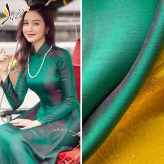Lụa may áo dài - silk – satin màu xanh ánh hồng – st38 kr