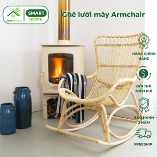Ghế lười mây SmartHomes thư giãn lưng ngả Armchair, Decor phòng ngủ, trang trí phòng khách