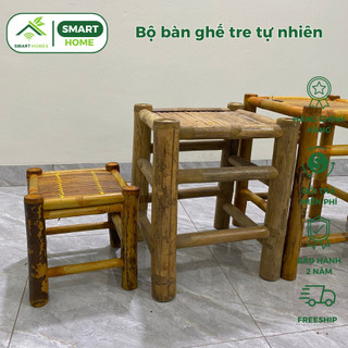 Bộ bàn ghế tre tự nhiên thư giãn trang trí sân vườn, decor quán cà phê nhà hàng, trang trí tết