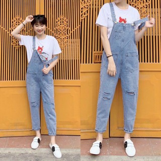 Yếm kaki jeans dài cao cấp  thêu hoa cúc phong cách trẻ trung hàn quốc LBH01, 2 màuNew trend 2021