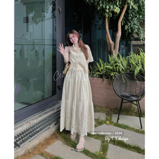 Set váy thêu hoa siêu hot kèm áo con 3 trong 1