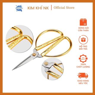Kéo thép trắng cán vàng hoa văn rồng phượng 19mm