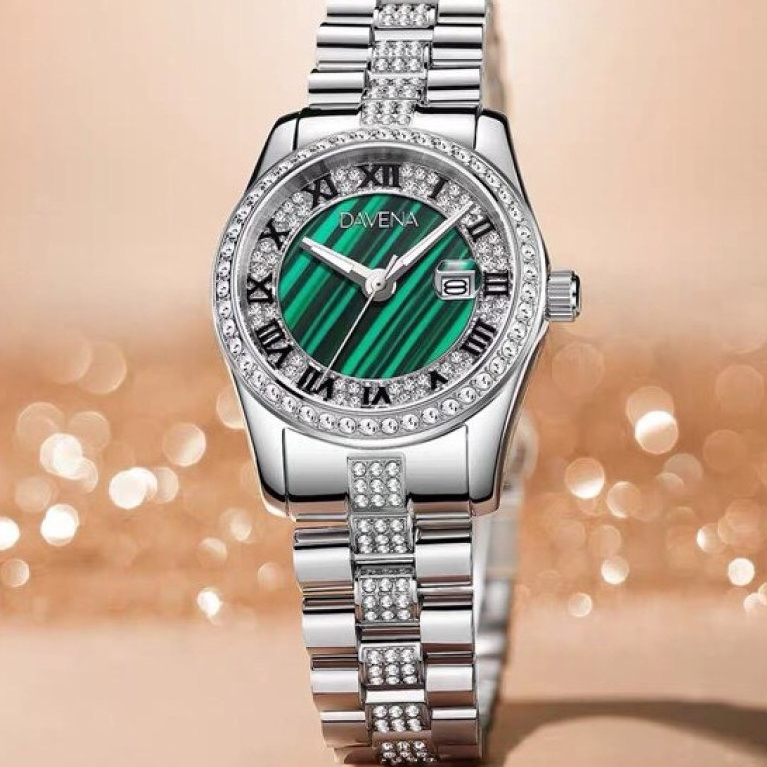 Đồng hồ nữ đeo tay cao cấp Davena D61803 dây thép đính đá chống nước chính hãng size 32mm fullbox , shop kiwi