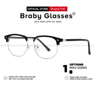 Gọng kính cận mắt vuông nam nữ Braby Glasses chất liệu kim loại kiểu dáng basic chống ánh sáng xanh, tia UV MK88