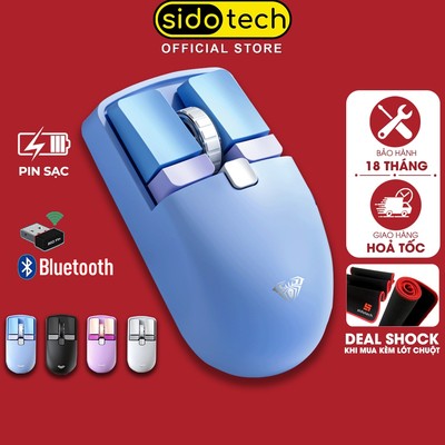 Chuột không dây bluetooth SIDOTECH AULA SC320 pin sạc 6 nút bấm gaming cute wireless bt5.0 máy tính laptop macbook