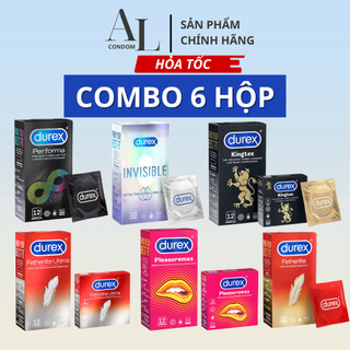  Combo 6 hộp bao cao su durex 70 chiếc invisible performa kingtex pleasuremax fertherlite ultima tuỳ chọn 