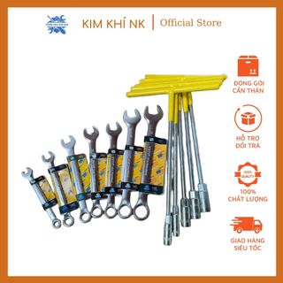 Combo 7 khóa cờ lê vòng miệng 8,10,12,13,14,17,19mm và 5 tuýp chữ T tay dạ 8,10,12,13,14