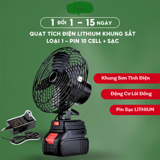 Quạt Tích Điện Mini Pin Lithium Loại 1 Đế Pin Phổ Thông 2 Mức Gió Khung Sắt Tĩnh Điện Để Bàn, Du Lịch Đa Năng FANNI