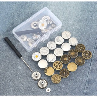 Nút Cài Quần Jean Thời Trang, Khuy Kim Loại Tiện Lợi, Hộp 42 Chiếc Dễ Thay Thế