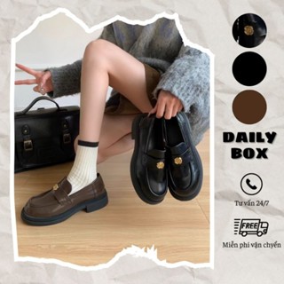 [CÓ SẴN - HỎA TỐC] Giày Lười Loafer Nữ Quai Ngang Phối Hoa Trà